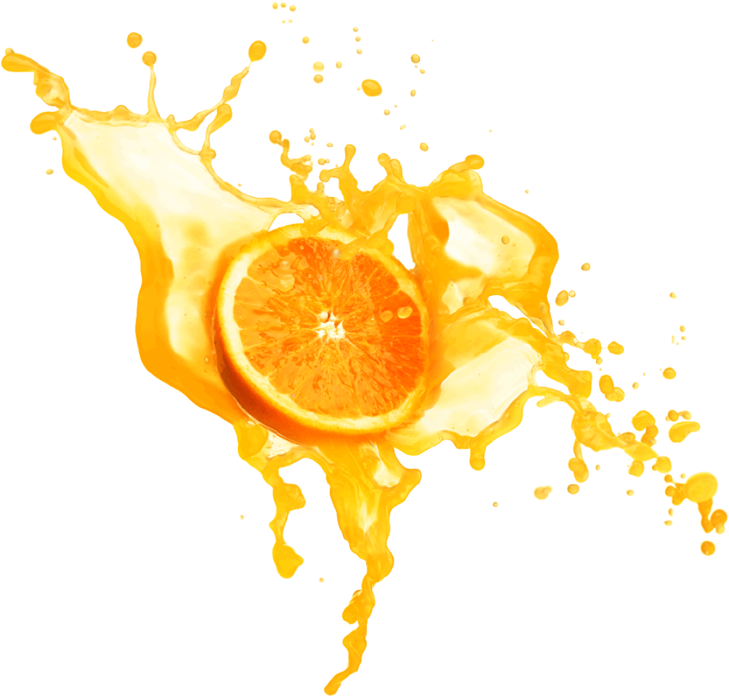 Free Premium PNG Orange with a splash of orange juice
