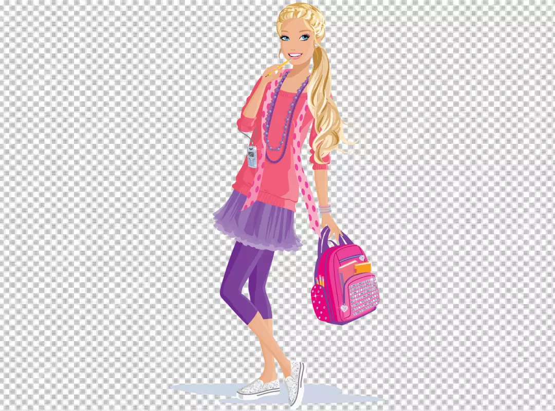 Free Premium PNG popular fashion doll dressed in a stylish outfit