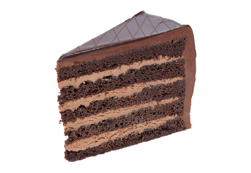 Free Premium PNG Portioned chocolate cake garnished with thin chocolate transparent background