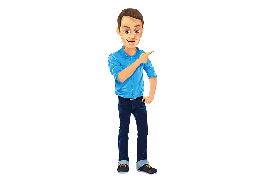 Free Premium PNG Portrait of man with sky color shirt in cartoon style