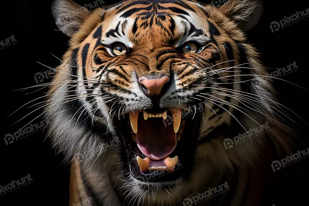 Free Premium Stock Photos Powerful Wild Tiger Closeup The Fierce King of the Jungle in its Natural Habitat