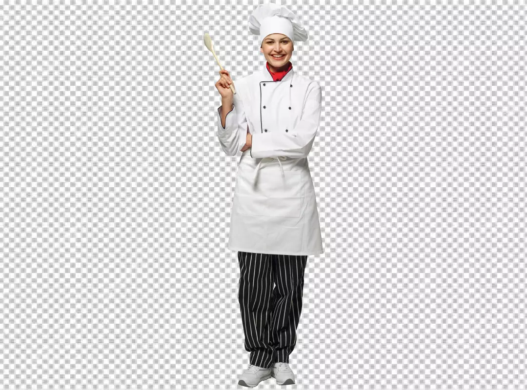Free Premium PNG Professional chef in white uniform and hat ,transparent background 