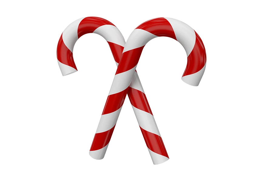 Free Premium PNG Realistic candy cane decorated with red bow on transparent background