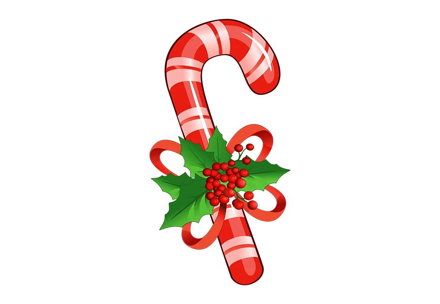 Free Premium PNG Realistic candy cane decorated with red bow transparent background