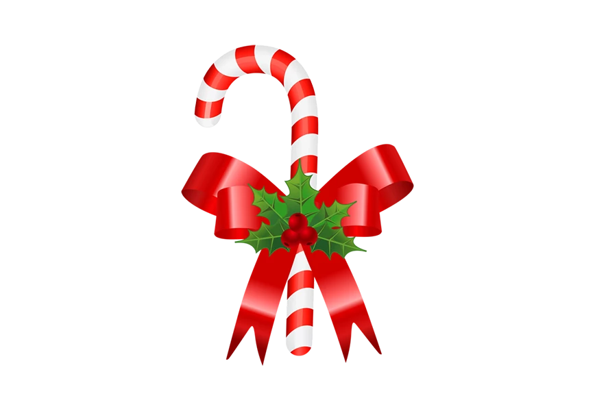 Free Premium PNG Realistic candy cane with red bow vector illustration transparent background