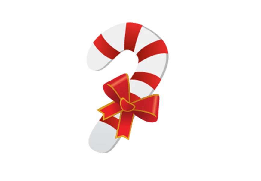 Free Premium PNG Realistic christmas candy cane with red ribbon PNG