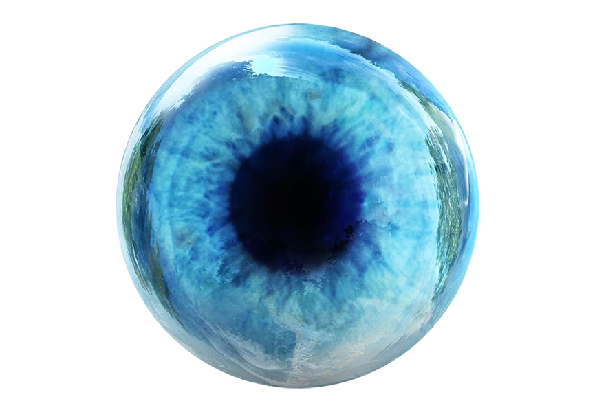 Free Premium PNG Realistic image of an eye Iris cornea retina with luminous flash Light blue eye