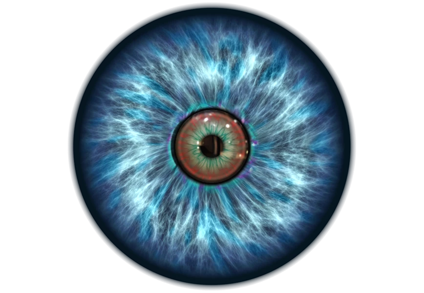 Free Premium PNG Realistic image of an eye Iris cornea retina with luminous flash Light blue eye transparent background