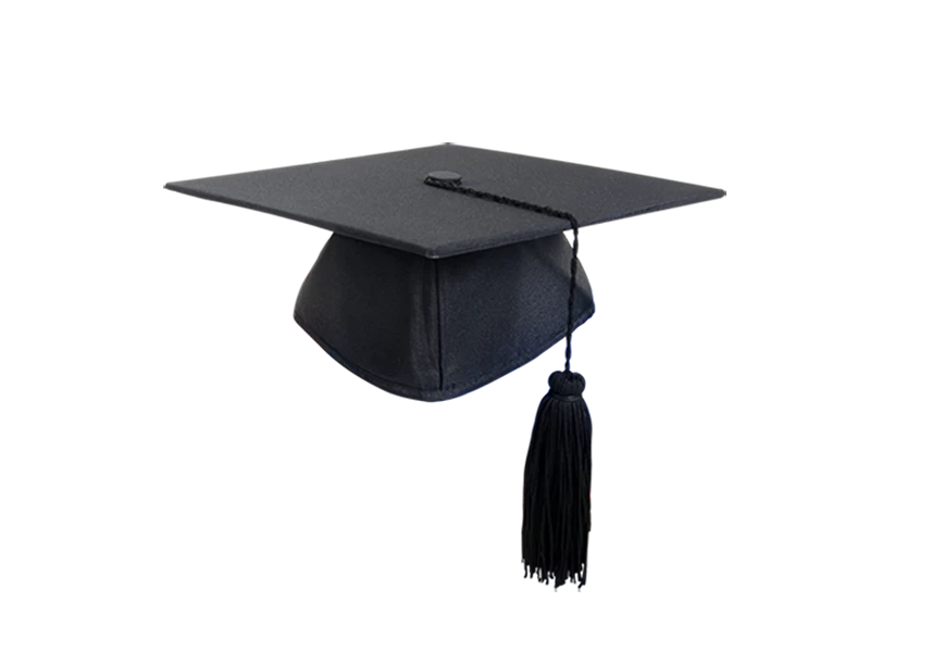 Free Premium PNG Realistic set of black graduation caps with red tassels PNG