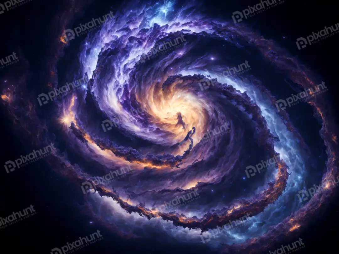 Free Premium Stock Photos Realistic spiral galaxy with stars