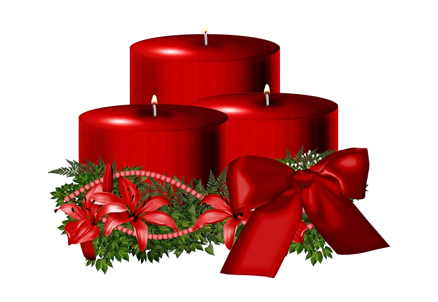 Free Premium PNG Red candles on christmas  transparent background