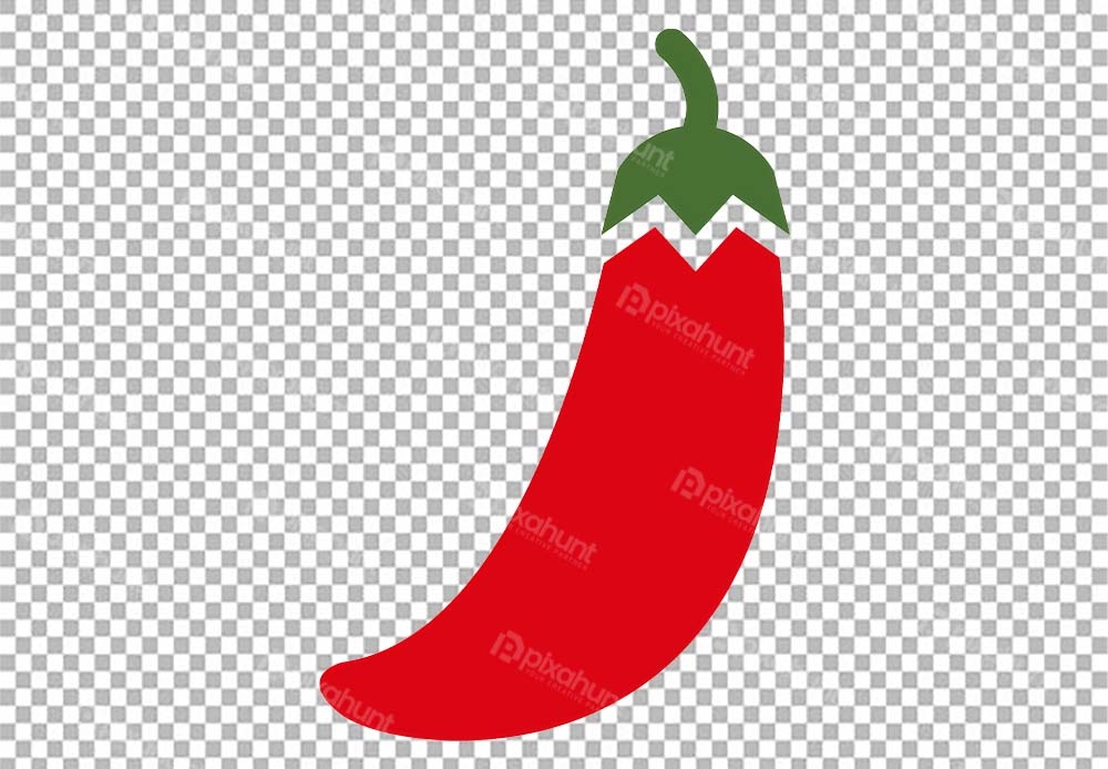 Free Premium PNG Red chili pepper with green stem and leaves