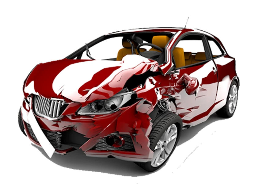 Free Premium PNG Red color car crash and fully damage