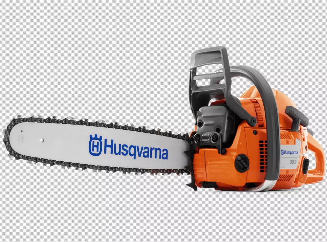 Free Premium PNG Red hand electric chainsaw on png background