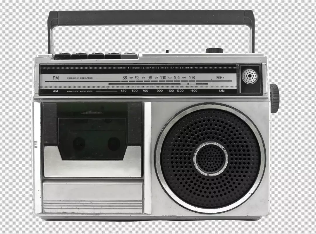 Free Premium PNG Retro-styled silver radio cassette player
