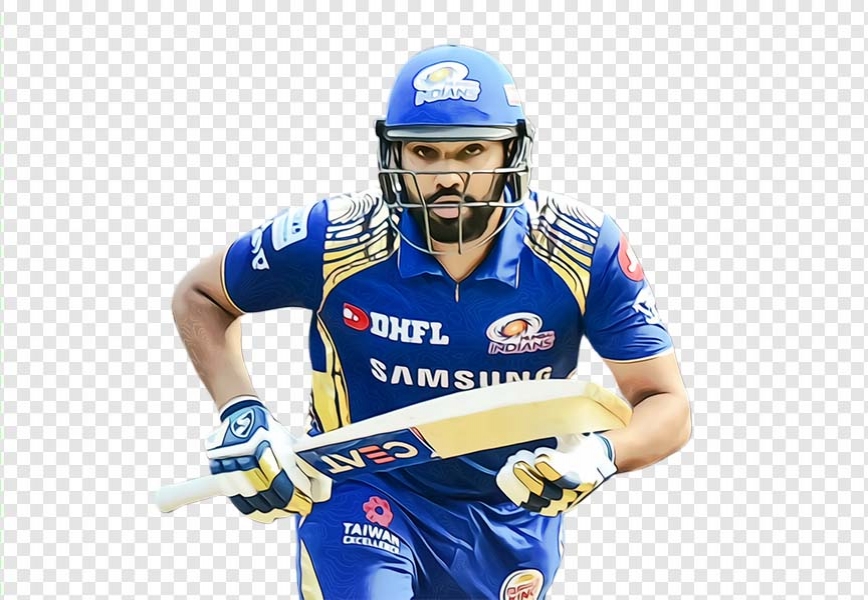 Free Premium PNG Running with bat in hand to run Rohit Sharma transparent background PNG clipart