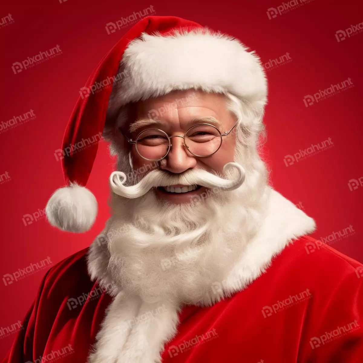 Free Premium Stock Photos Santa claus smiling isolated photo on red dark background