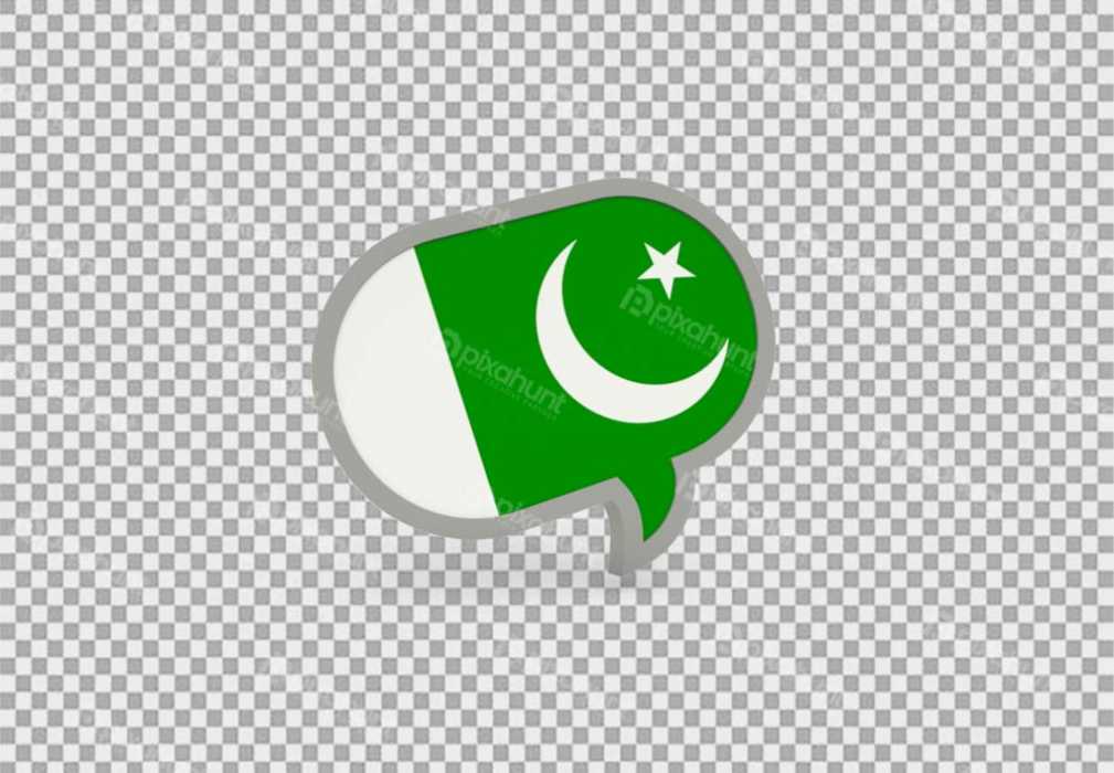 Free Premium PNG shows a speech bubble with the flag of Pakistan on it