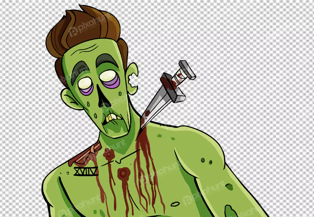 Free Premium PNG Sigital illustration of a zombie