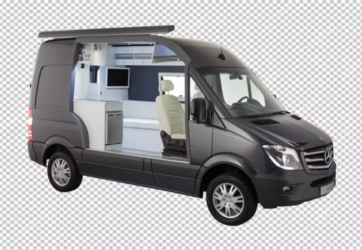 Free Premium PNG Small size camper van | Van door open transparent background 