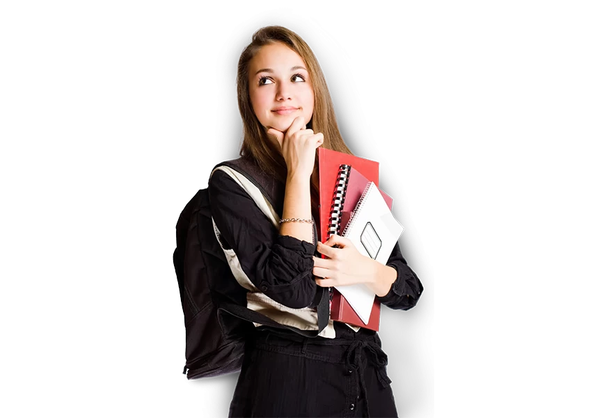 Free Premium PNG Smiling woman with books and mortarboard PNG