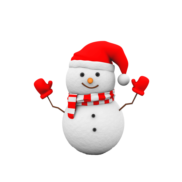 Free Premium PNG snowman with red gloves, a hat, and scarf isolated on a Png