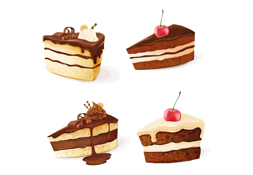 Free Premium PNG Sweet Chocolate Cake Slice Delicious Dessert with Cream and Fresh Strawberry Vector Illustration  transparent background