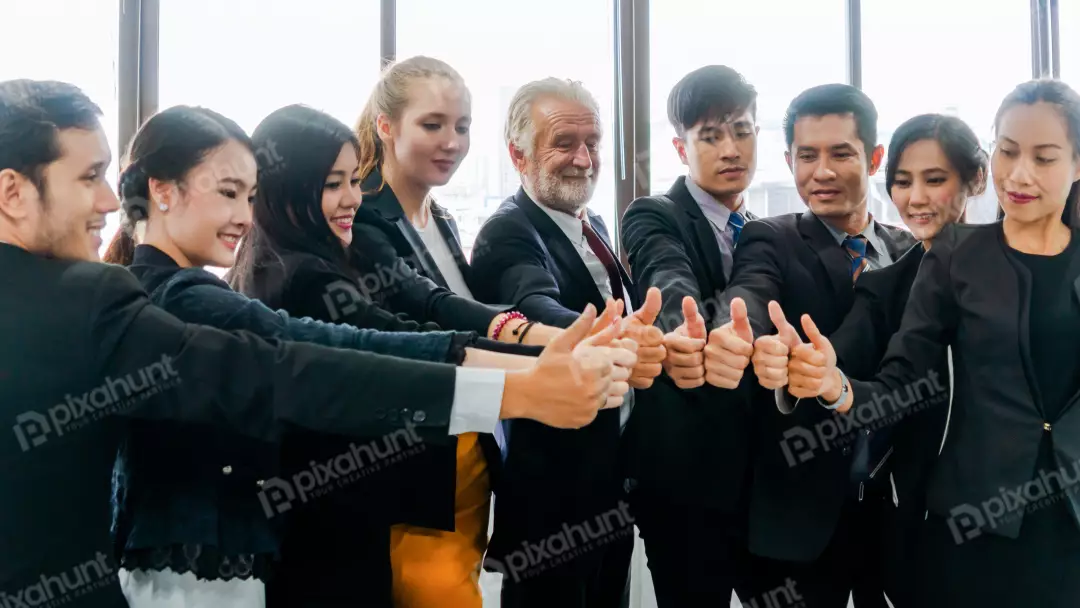 Free Premium Stock Photos Team work business concept | Business teamwork thumbs up together for agreement and success at indoor office