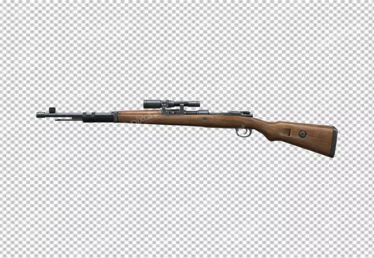 Free Premium PNG The brown wooden air rifle for shooting range with optical sight isolated on PNG