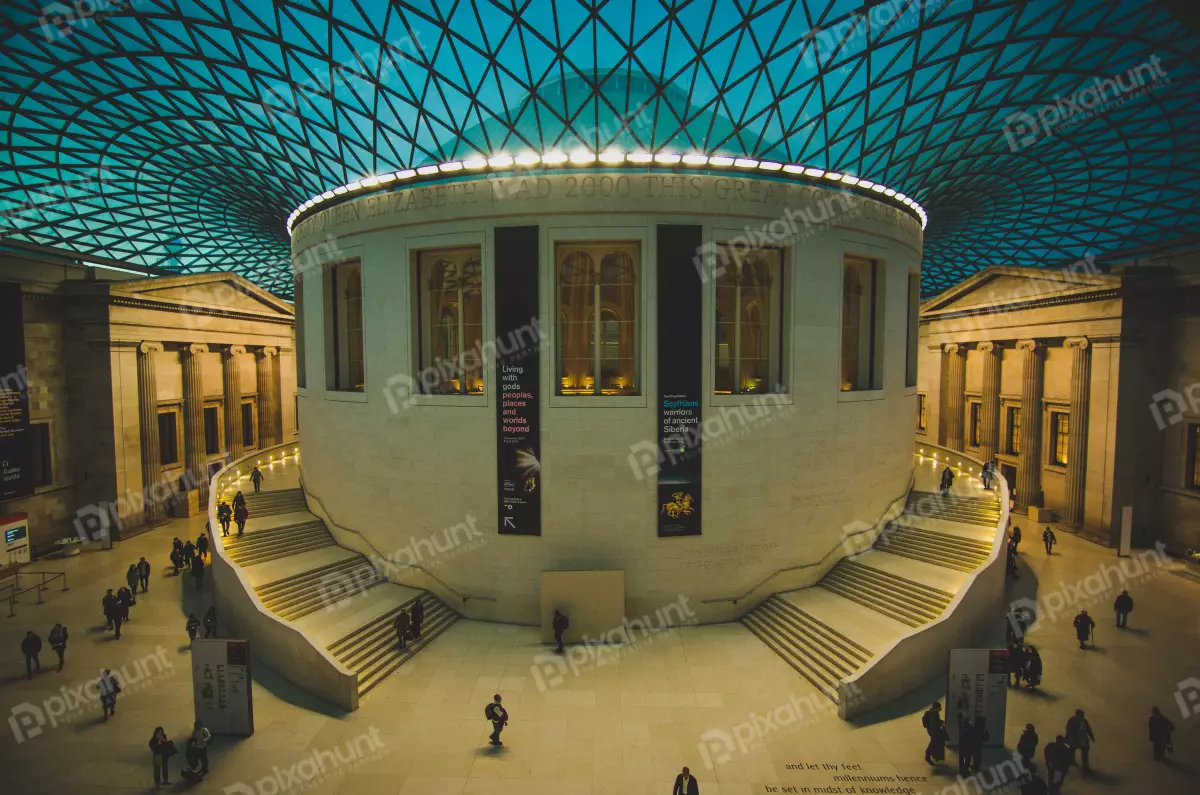 Free Premium Stock Photos The Great Court of the British Museum is a large open space with a glass roof