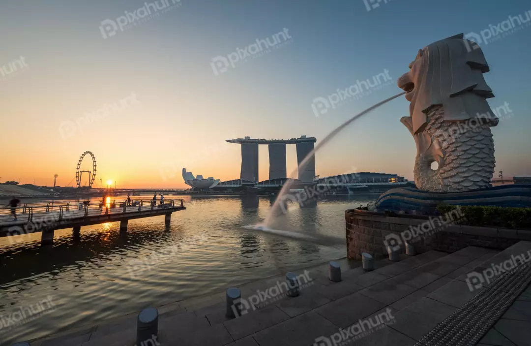Free Premium Stock Photos The Merlion statue is a popular tourist attraction in Singapore