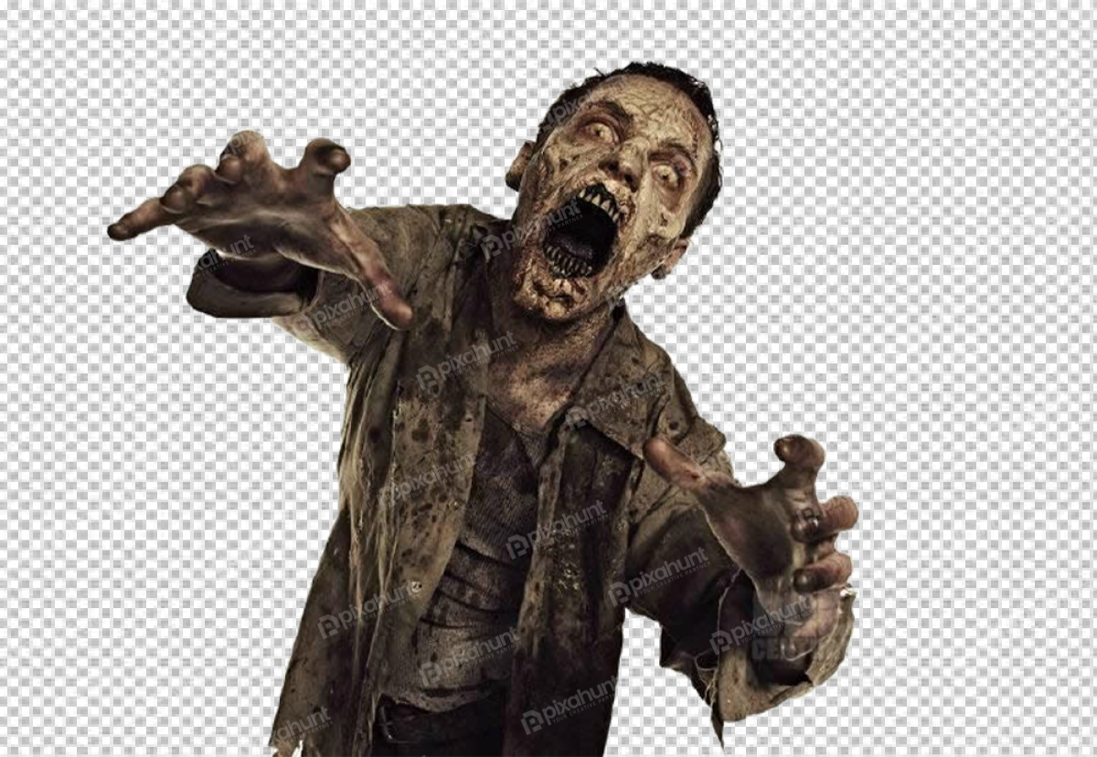 Free Premium PNG The zombie is in a position of attack