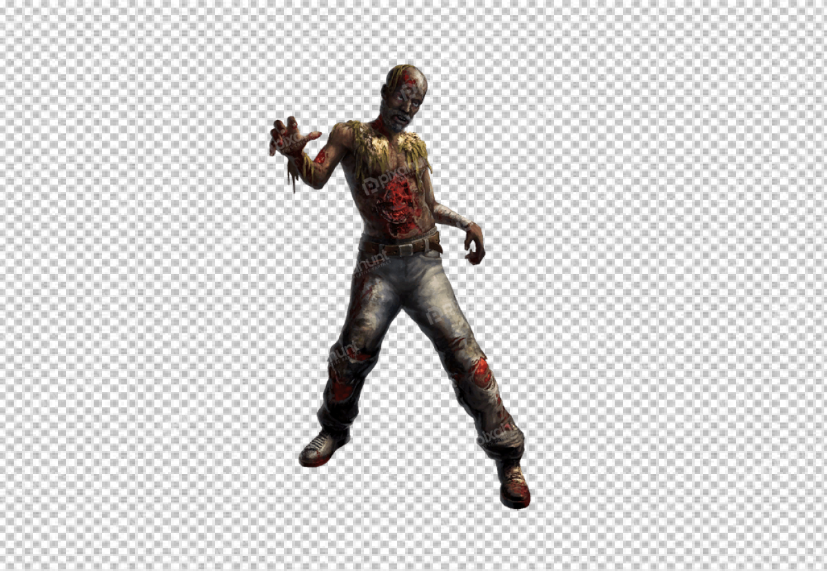 Free Premium PNG The zombie is standing at a 45-degree angle, facing the viewer