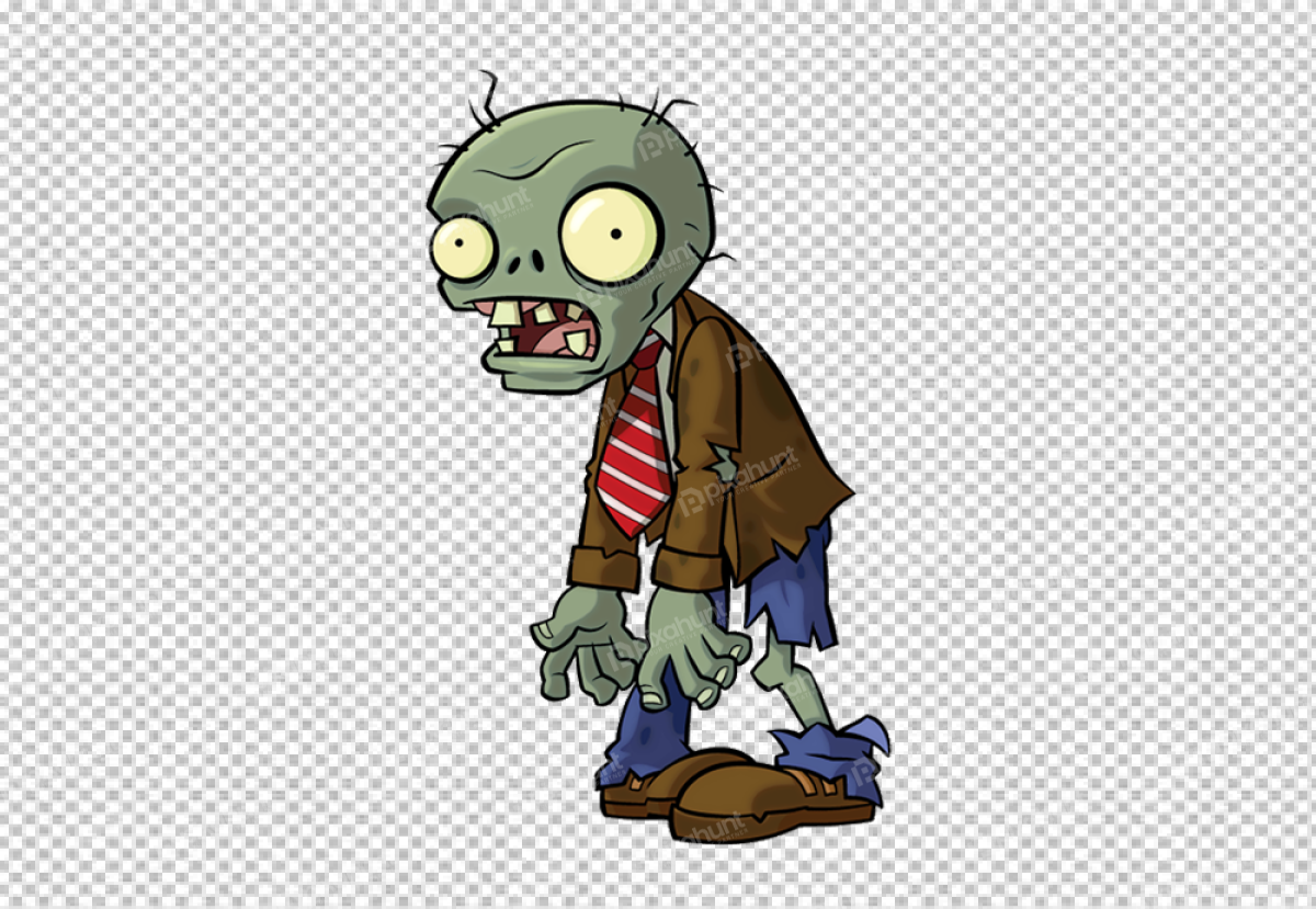 Free Premium PNG The zombie is standing at a 45-degree angle, his left foot is slightly forward and his right foot is behind him