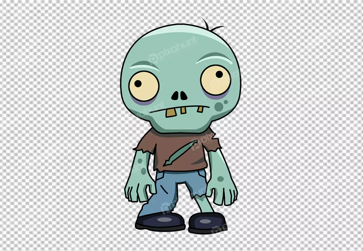 Free Premium PNG The zombie is standing in a upright position, facing the viewer