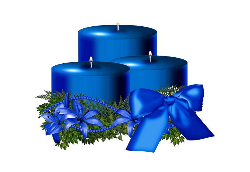 Free Premium PNG There are two candles with bows and holly leaves on  PNG