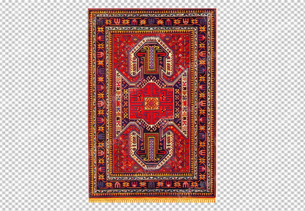 Free Premium PNG Transparent object ramadan traditional prayer rug on a white wall accompanied by an orange flower and a dark shadow