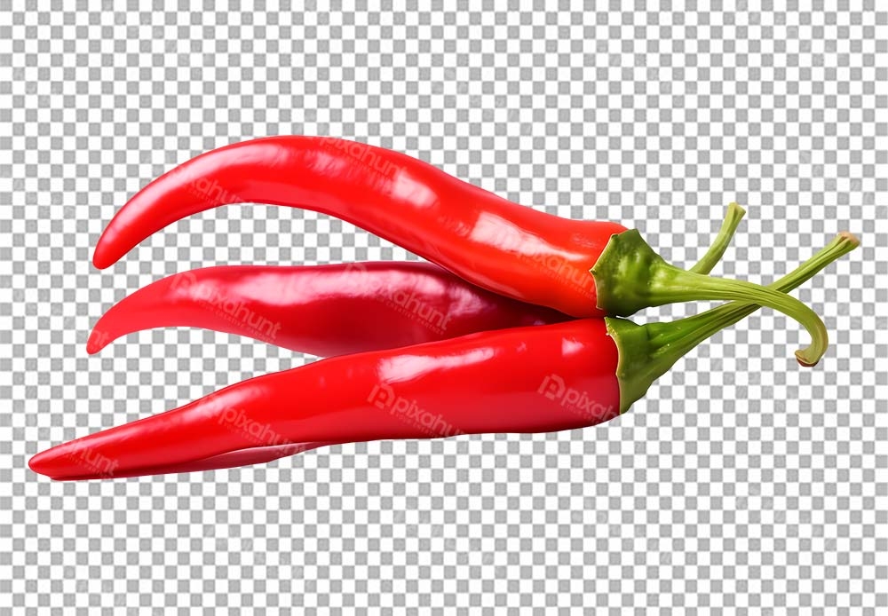 Free Premium PNG Tree red chili peppers with green stems