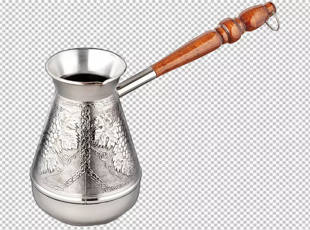 Free Premium PNG Turkish cezve coffee pot with coffee bean on white minimal still life copy space transparent background