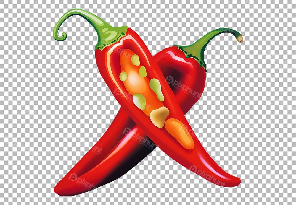 Free Premium PNG Two red chili peppers, one with cross | Two red chilies Falling down