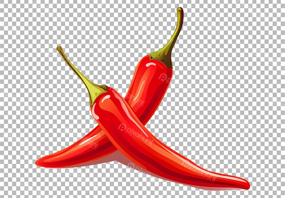 Free Premium PNG Two red chilies Falling down | Red chili peppers cross patterns, split pepper