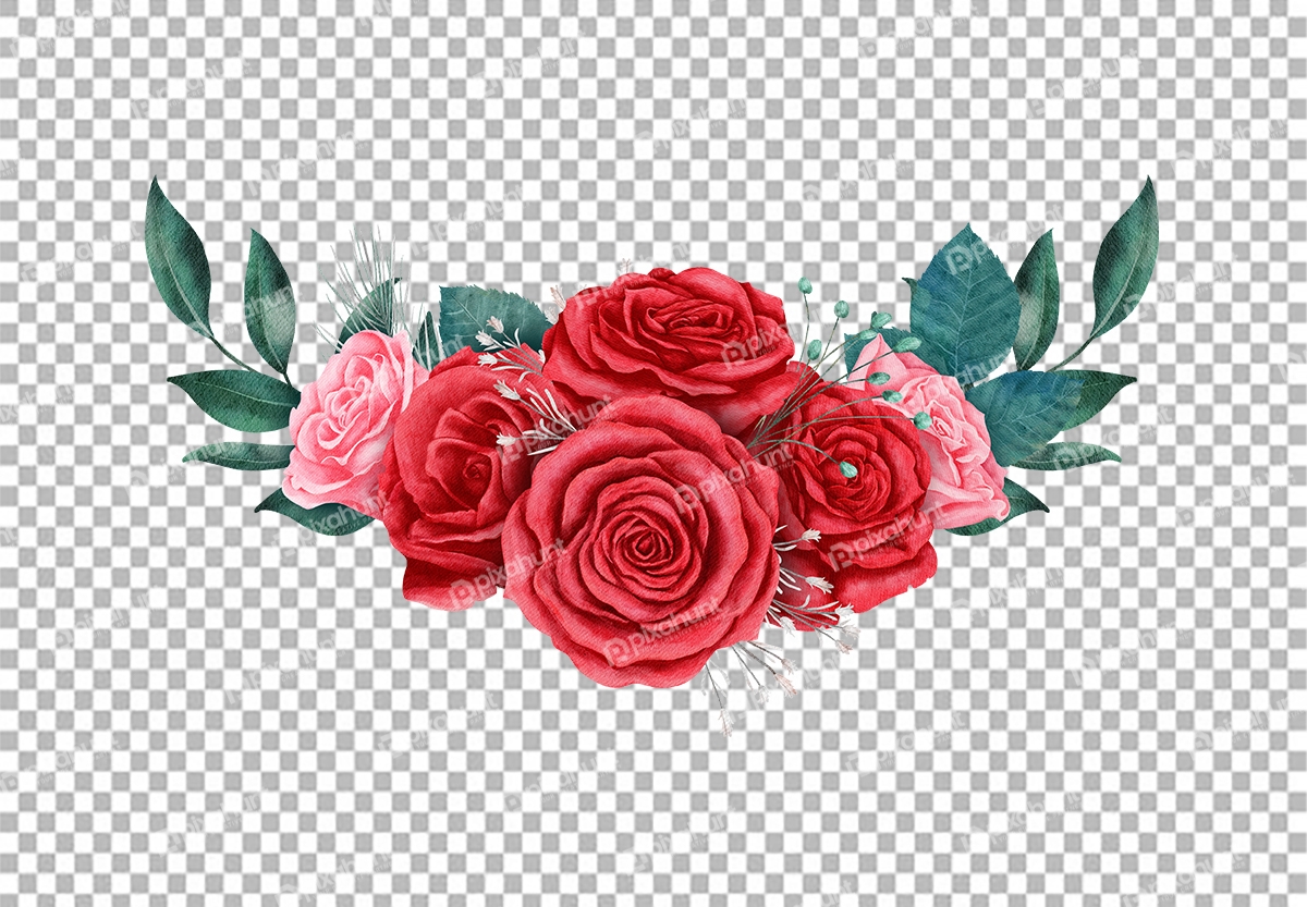 Free Premium PNG Valentine PNG Rose flower bouquet watercolor