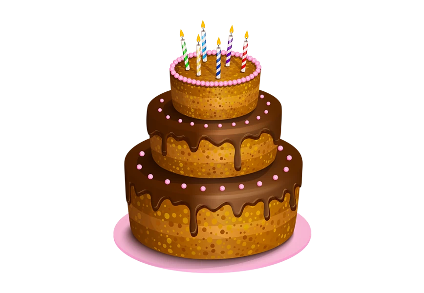 Free Premium PNG View of 3d delicious looking cake with candles png