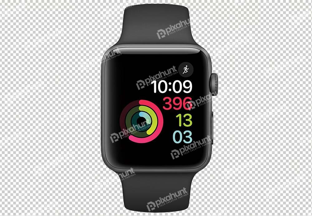 Free Premium PNG Watch Series 3 Smartwatch, Black smart watch, black Hair, digital