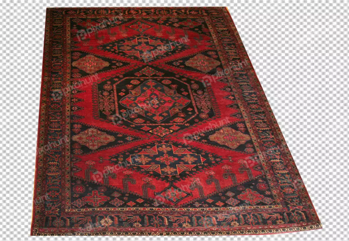 Free Premium PNG Watercolor of Pakistani Bokhara Rug Repeating Guls Pattern Diagonal Carpet
