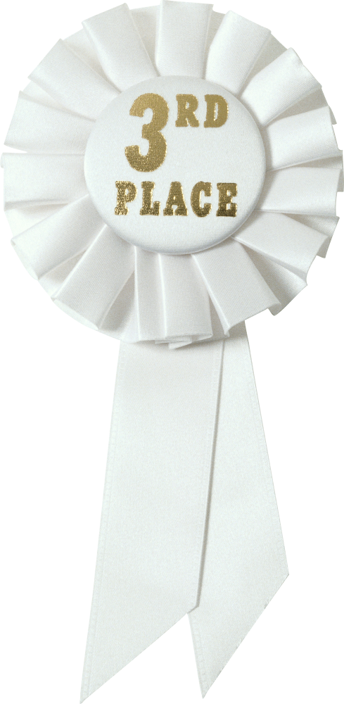 Free Premium PNG White color third-place winner badge