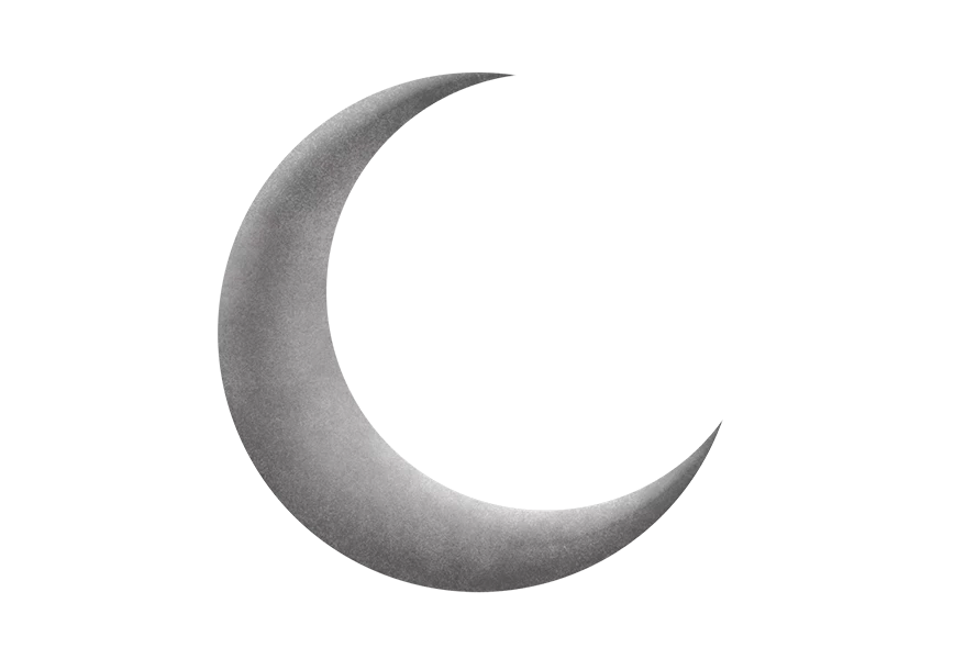 Free Premium PNG White Crescent Moon With Stars in the Sky