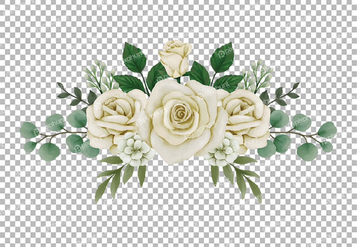 Free Premium PNG white rose floral bouquet Clip Transparent Background
