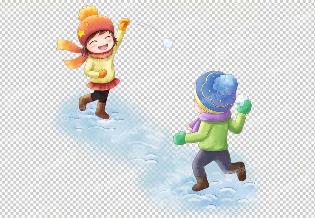 Free Premium PNG Winter Snowball Fight Original Cartoon