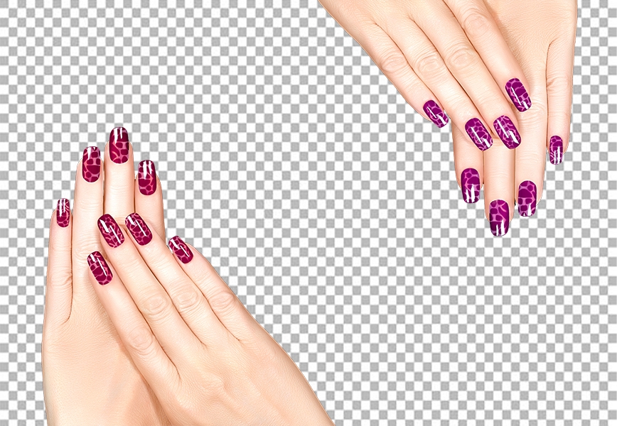 Free Premium PNG Woman hand Colorful Nail Art. Crackle Nail Lacquer